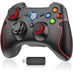 Winkoo.fr Manette sans Fil pour PC PS3, Manette PC, Manette PS3, Gamepad Joystick PC PS3, 2.4G Wireless Manette de Jeu pour PC Windows XP-7-8-10-11, PS3, Noir Rouge 