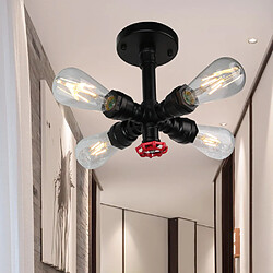 Stoex Plafonnier Rétro Luminaire Plafonnier Tuyau D'Eau Lampe de Plafond Industriel E27 Pour La Maison Bar Restaurant Café Étude Hall Décoration (Noir)