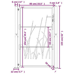 vidaXL Portail de jardin 105x155 cm acier corten conception d'herbe pas cher