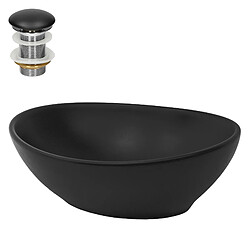 ML-Design Lavabo en céramique noir lave-mains moderne + garniture de vidage 410x335x145 mm