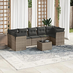 Maison Chic Salon de jardin 8 pcs avec coussins | Ensemble de Table et chaises | Mobilier d'Extérieur gris résine tressée -GKD96288