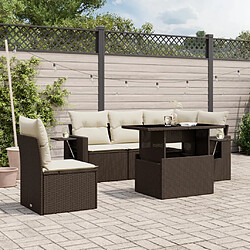 vidaXL Salon de jardin avec coussins 6 pcs marron résine tressée