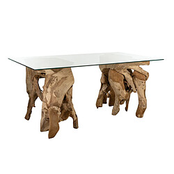 Table de Salle à Manger Romimex Naturel verre bois de teck 180 x 75 x 100 cm