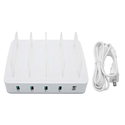 Wewoo Station de recharge 659Q 80W 4 ports QC3.0 Chargeur rapide USB intelligent avec support pour téléphone et tabletteprise US blanc