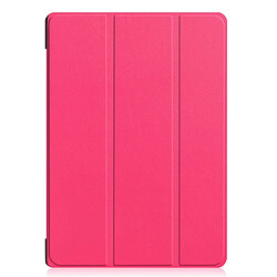 Etui en PU triple pli avec support rose pour votre Lenovo Tab E10