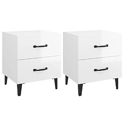 vidaXL Tables de chevet 2 pcs Blanc brillant 40x35x47,5 cm