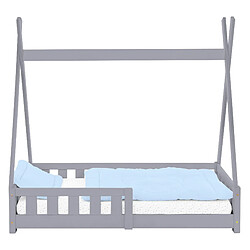 ML-Design Lit d'enfant Tipi avec matelas lit avec protection antichute pin gris 70x140 cm