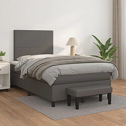 vidaXL Sommier à lattes de lit avec matelas Gris 120x200 cm Similicuir 