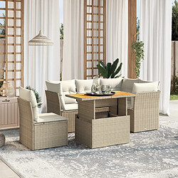 vidaXL Salon de jardin avec coussins 5 pcs beige résine tressée 