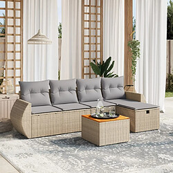 vidaXL Salon de jardin avec coussins 6pcs mélange beige résine tressée