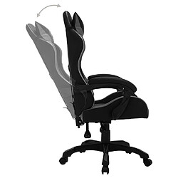 Maison Chic Chaise de jeu vidéo avec LED, Chaise gaming, Fauteuil gamer d'ordinateur,Chaise de Bureau RVB Gris et noir Similicuir -GKD63015 pas cher