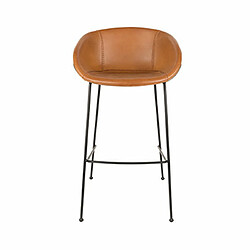 Mes Lot de 2 chaises de bar H76 cm en PU marron - FESTON