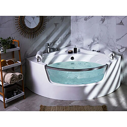 Beliani Baignoire d'angle blanche 187 x 136 cm avec LED MANGLE