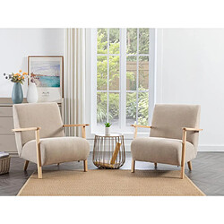 Vente-Unique Fauteuil en tissu beige et bois JULOMO