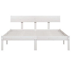 Avis vidaXL Cadre de lit sans matelas blanc bois massif