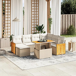 vidaXL Salon de jardin avec coussins 8 pcs beige résine tressée 