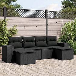 vidaXL Salon de jardin 6 pcs avec coussins noir résine tressée 