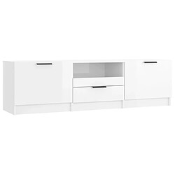 Maison Chic Meuble TV scandinave - Banc TV pour salon Blanc brillant 140x35x40 cm Bois d'ingénierie -MN82682