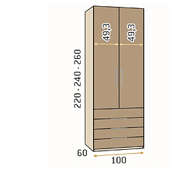 Acheter Inside 75 Armoire bibliothèque 332,2 x 220 cm Polar Cobalto Laquée Blanco Laquée 6 portes poignée Solapa Inox