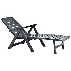 Avis Helloshop26 Transat chaise longue bain de soleil lit de jardin terrasse meuble d'extérieur pliable plastique anthracite 02_0012879