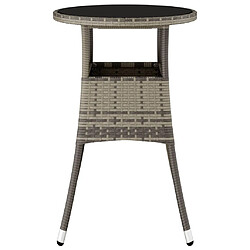 Avis vidaXL Table de jardin Ø60x75 cm Verre trempé/résine tressée Gris