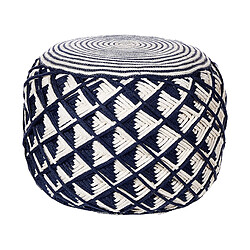 Beliani Pouf d'extérieur bleu marin et beige d 50 cm KAWAN 