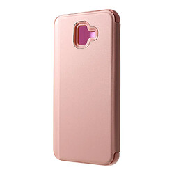 Avis Etui en PU surface de miroir de fenêtre de vue or rose pour votre Samsung Galaxy J6 Plus