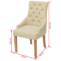 vidaXL Chaises à manger lot de 2 crème tissu pas cher