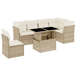 vidaXL Salon de jardin avec coussins 7 pcs beige résine tressée