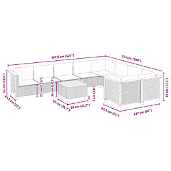 vidaXL Salon de jardin avec coussins 10 pcs gris résine tressée pas cher