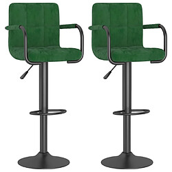 vidaXL Tabourets de bar lot de 2 vert foncé velours