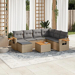 vidaXL Salon de jardin avec coussins 8 pcs beige résine tressée 