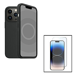 PHONECARE Kit Verre Trempé ClearGlass + Coque Silicone Liquide pour Apple iPhone 15 - Noir