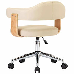 Maison Chic Chaise Gaming | Chaise pivotante de bureau Ergonomique Fauteuil Crème Bois courbé et similicuir -GKD48934 pas cher