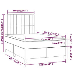 Acheter vidaXL Sommier à lattes de lit avec matelas LED Bleu foncé 120x200 cm