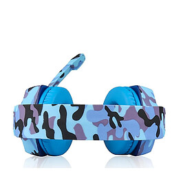 Avis Universal Casque de jeu camouflage 3,5 mm avec microphone, casque LED pour PC portable PS4, (bleu)