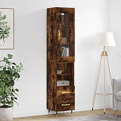 vidaXL Buffet haut Chêne fumé 34,5x34x180 cm Bois d'ingénierie