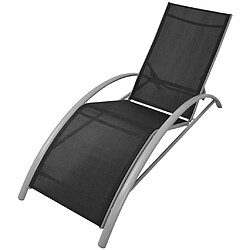 Avis Helloshop26 Lot de deux chaises longues transat avec table aluminium noir 02_0011910