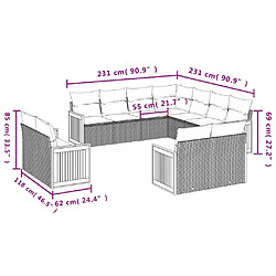 Avis vidaXL Salon de jardin 11 pcs avec coussins noir résine tressée