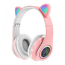 General Casque Bluetooth V5.0, casque sans fil avec microphone antibruit, 5 heures de lecture casque sans fil avec microphone, casque léger pliable(rose) 