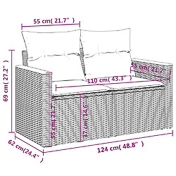 Acheter vidaXL Salon de jardin 5 pcs avec coussins noir résine tressée