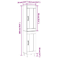 vidaXL Buffet haut Gris béton 34,5x34x180 cm Bois d'ingénierie pas cher