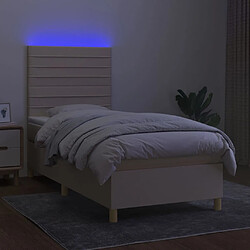 Avis vidaXL Sommier à lattes de lit et matelas et LED Crème 100x200cm Tissu