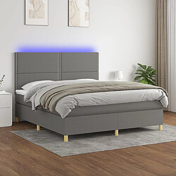 vidaXL Sommier à lattes de lit et matelas et LED Gris foncé 160x200 cm 