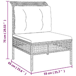 vidaXL Salon de jardin 5 pcs avec coussins Gris Résine tressée pas cher