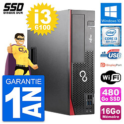 PC Fujitsu Esprimo D556 DT Intel Core i3-6100 RAM 16Go SSD 480Go Windows 10 Wifi - Occasion