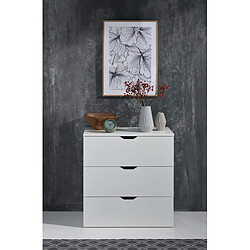 Acheter Pegane Commode, meuble de rangement avec 3 tiroirs coloris blanc mat - Longueur 78 x hauteur 80 x profondeur 40 cm