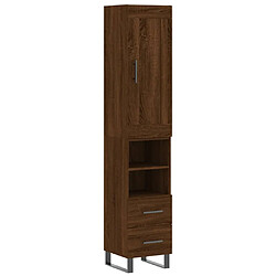 vidaXL Buffet haut Chêne marron 34,5x34x180 cm Bois d'ingénierie