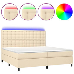 vidaXL Sommier à lattes de lit et matelas et LED Crème 200x200cm Tissu