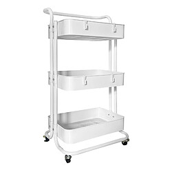 Avis Chariot de rangement en métal Nyana Home 3 étagères 85x44x37cm, 3 étagères Blanc.